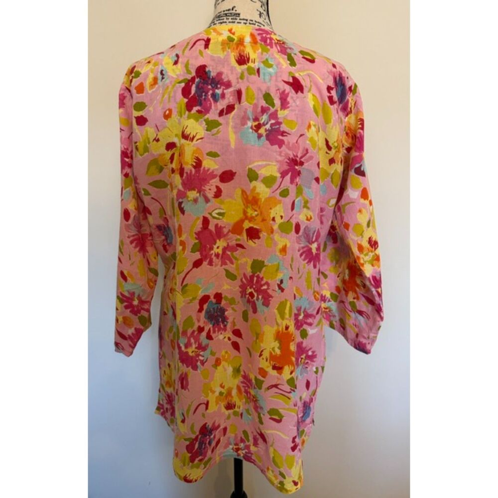 Boho chic cotton floral tunic - size Large - Picture 2 of 5